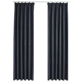 Gordijnen verduisterend met haken 2 st 140x175 cm antraciet 2