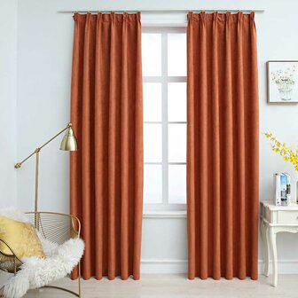 Gordijnen verduisterend met haken 2 st 140x175 cm roestkleurig 1