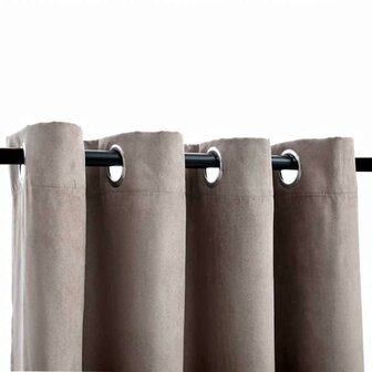 Gordijn verduisterend met metalen ringen 2 st 140x175 cm taupe 3
