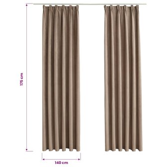Gordijnen verduisterend met haken 2 st 140x175 cm taupe 7