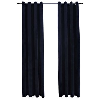 Gordijn verduisterend met ringen 2 st 140x225 cm fluweel zwart 2
