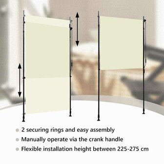 Rolgordijn voor buiten 120x270 cm cr&egrave;me 9
