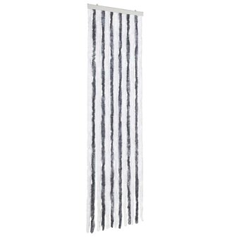 Vliegengordijn 56x185 cm chenille grijs en wit 2