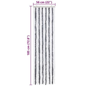 Vliegengordijn 56x185 cm chenille grijs en wit 7