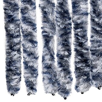Vliegengordijn 90x220 cm chenille blauw, wit en zilver 5