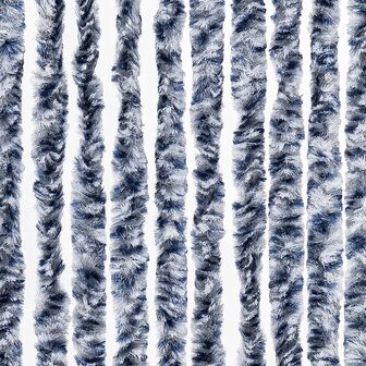 Vliegengordijn 90x220 cm chenille blauw, wit en zilver 6