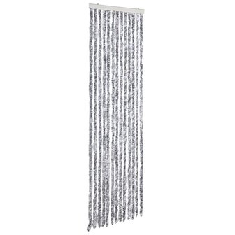 Vliegengordijn 56x185 cm chenille wit en grijs 2