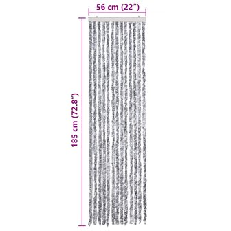 Vliegengordijn 56x185 cm chenille wit en grijs 7