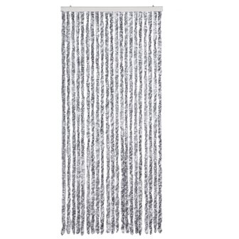 Vliegengordijn 90x220 cm chenille wit en grijs 3
