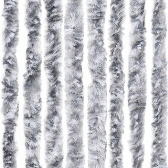 Vliegengordijn 90x220 cm chenille wit en grijs 6