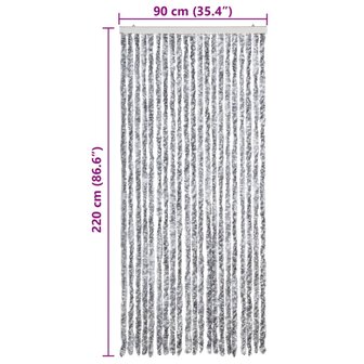 Vliegengordijn 90x220 cm chenille wit en grijs 7