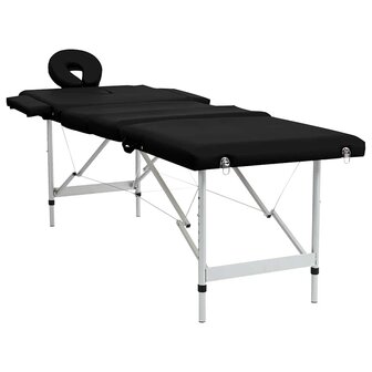 Massagetafel met 4 zones inklapbaar aluminum frame zwart 2