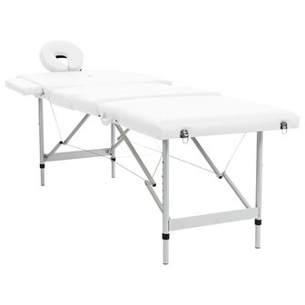 Massagetafel inklapbaar met aluminium frame (vier delen / cr&egrave;mewit) 2