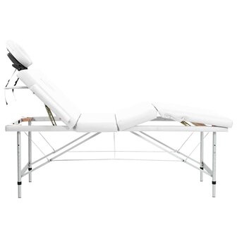 Massagetafel inklapbaar met aluminium frame (vier delen / cr&egrave;mewit) 4