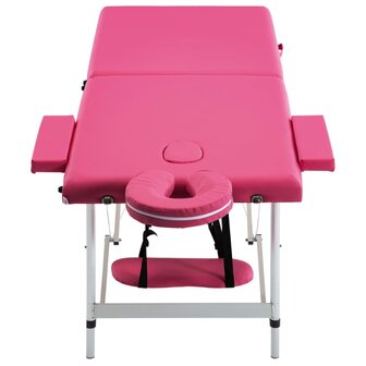 Massagetafel inklapbaar 2 zones aluminum roze 3