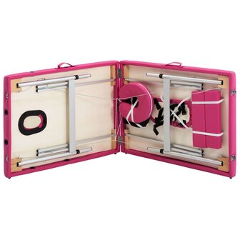 Massagetafel inklapbaar 2 zones aluminum roze 6