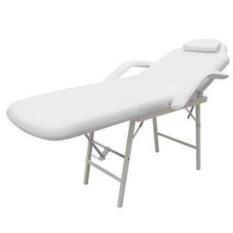 Behandelingsstoel voor gezicht 185x78x76 cm kunstleer wit  2