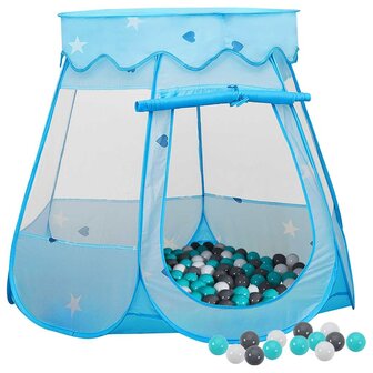 Kinderspeeltent met 250 ballen 102x102x82 cm blauw 1
