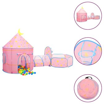 Kinderspeeltent met 250 ballen 301x120x128 cm roze 1