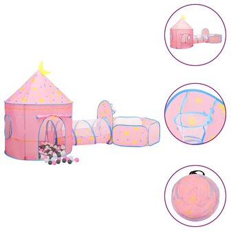 Kinderspeeltent met 250 ballen 301x120x128 cm roze 1