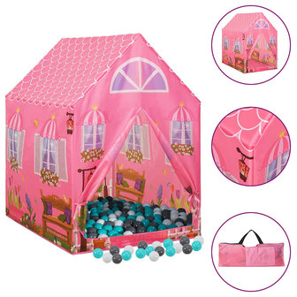 Kinderspeeltent met 250 ballen 69x94x104 cm roze 1