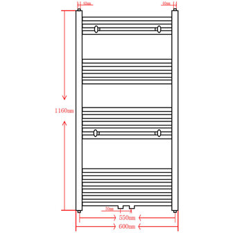 Radiator / handdoekenrek recht 600x1160 mm zwart 9