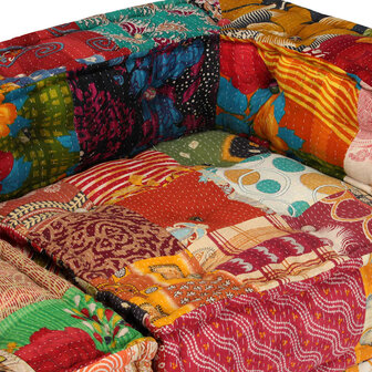 Poef vierzits modulair stof patchwork 8