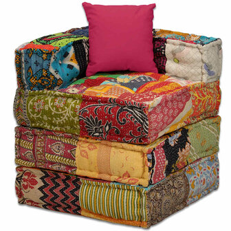 Poef vierzits modulair stof patchwork 10