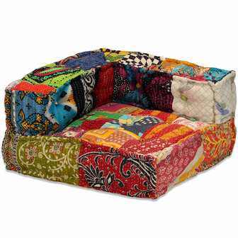 Poef vierzits modulair stof patchwork 11