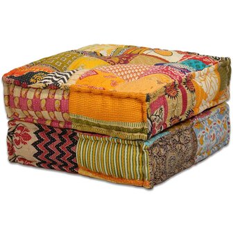 Poef vierzits modulair stof patchwork 12