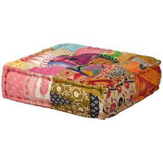 Poef tweezits modulair stof patchwork 3