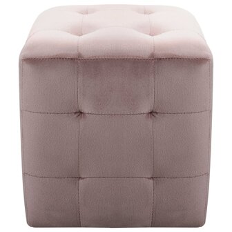 Poef 2 st 30x30x30 cm fluweel roze 3