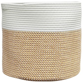 Opbergmand &Oslash; 40x35 cm katoen bruin en wit 2