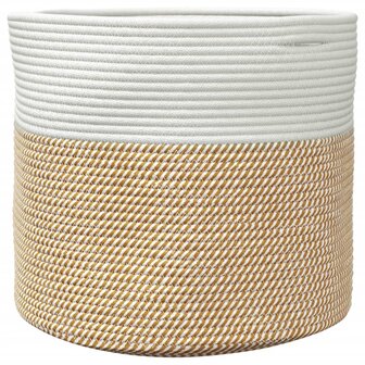 Opbergmand &Oslash; 40x35 cm katoen bruin en wit 4