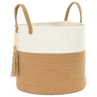 Opbergmand &Oslash; 40x35 cm katoen bruin en wit 2