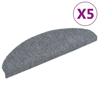 Trapmatten Zelfklevend 5 stuks 65x21x4 cm Lichtgrijs Halfrond Groot 2