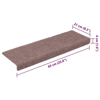 Trapmatten Zelfklevend 5 stuks 65x21x4 cm lichtbruin Rechthoekige Rand 8