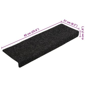 Trapmatten Zelfklevend 10 stuks 65x21x4 cm Zwart Rechthoekige Rand 8