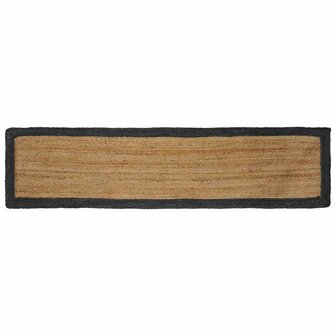 Vloerkleed Naturel en donkergrijs 60 x 200 cm Jute 1