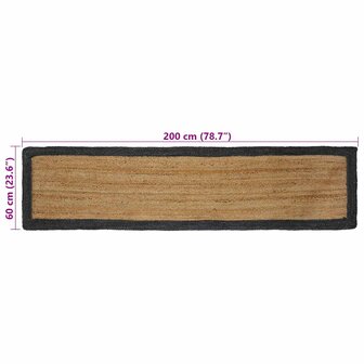 Vloerkleed Naturel en donkergrijs 60 x 200 cm Jute 8