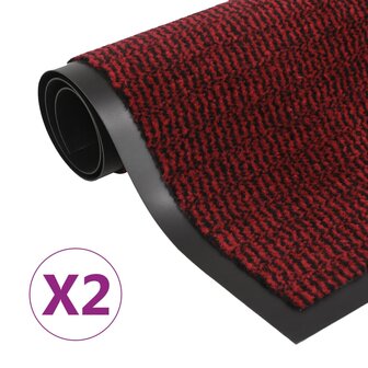 Droogloopmatten 2 st rechthoekig getuft 40x60 cm rood 1