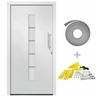 Voordeur 100x210 cm aluminium en PVC wit 2