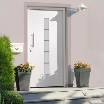 Voordeur 100x210 cm aluminium en PVC wit 1