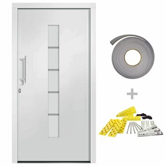 Voordeur 100x210 cm aluminium en PVC wit 2