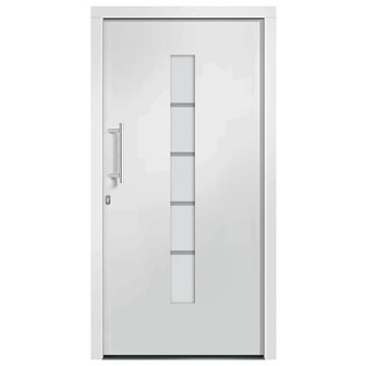 Voordeur 100x210 cm aluminium en PVC wit 3