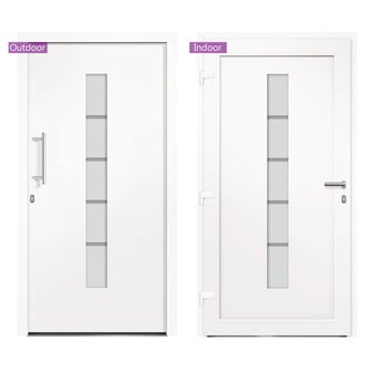 Voordeur 100x210 cm aluminium en PVC wit 6