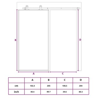 Schuifdeur 102,5x205 cm ESG-glas en aluminium zwart 8