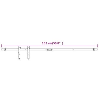 Ophangset voor minischuifdeur 152 cm koolstofstaal wit 6
