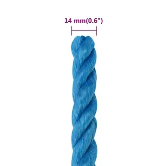 Werktouw 14 mm 50 m polypropeen blauw 6