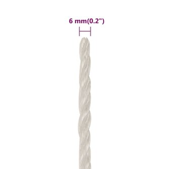 Werktouw 6 mm 100 m polypropeen wit 6
